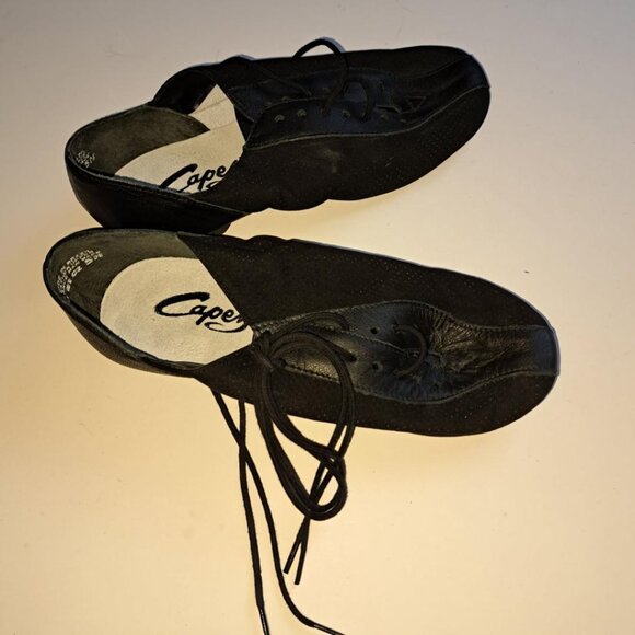 Capezio dance jazz shoes new vintage black leather size 5 made in Brazil - Picture 1 of 3